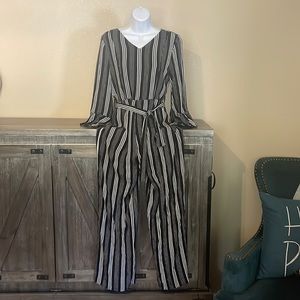 Worn Once! Striped Romper with Matching Belt